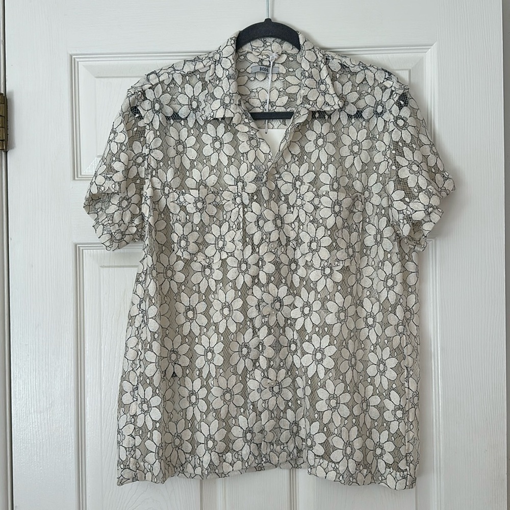 BODE Daisy Lace Short Sleeve Shirt M/L - NWT